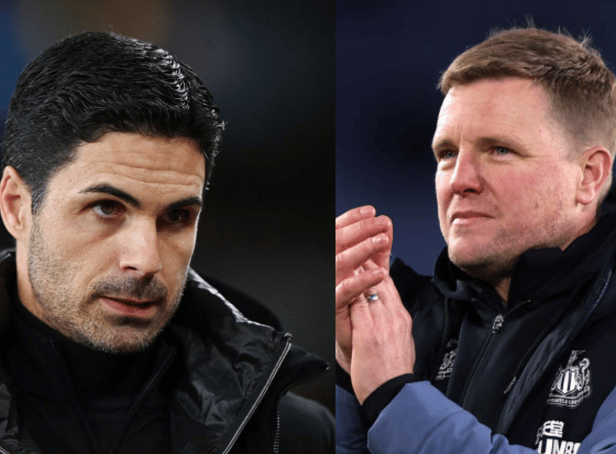 Arsenal boss Mikel Arteta (right) and Newcastle United head coach Eddie Howe (right). 