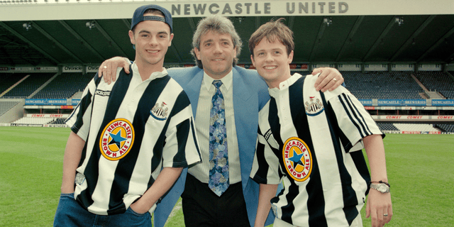 Ant and Dec attend the launch of the 1995 Newcastle United shirt at St James’ Park, alongside Newcastle United manager at the time - Kevin Keegan.