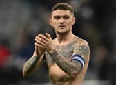 Kieran Trippier applauds supporters after Newcastle United’s Carabao Cup quarter-final win against Leicester City (Photo by PAUL ELLIS/AFP via Getty Images)