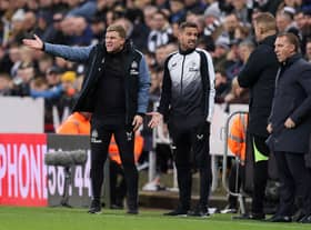 Eddie Howe, Manager of Newcastle United, reacts during the Carabao Cup Quarter Final match between Newcastle United and Leicester City at St James’ Park on January 10, 2023 in Newcastle upon Tyne, England. 