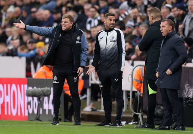 Eddie Howe, Manager of Newcastle United, reacts during the Carabao Cup Quarter Final match between Newcastle United and Leicester City at St James’ Park on January 10, 2023 in Newcastle upon Tyne, England.