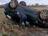 The car which was stolen and crashed after being driven at 120mp (Photo: SWNS)