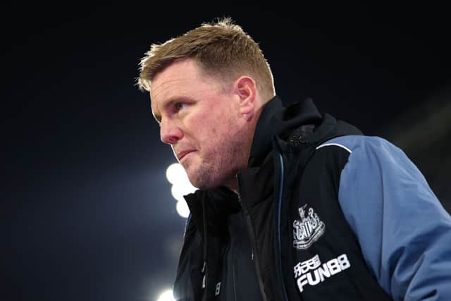 Eddie Howe, Manager of Newcastle United, looks on prior to the Premier League match between Crystal Palace and Newcastle United at Selhurst Park on January 21, 2023 in London, England.
