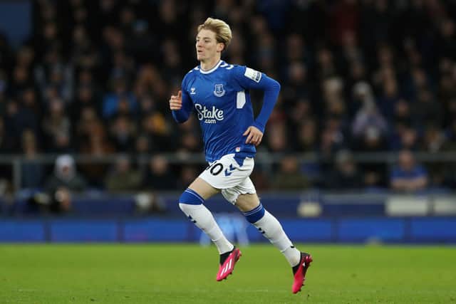 Everton forward Anthony Gordon. (Photo by Lewis Storey/Getty Images)