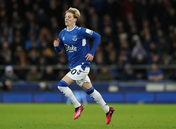 Everton forward Anthony Gordon. (Photo by Lewis Storey/Getty Images)
