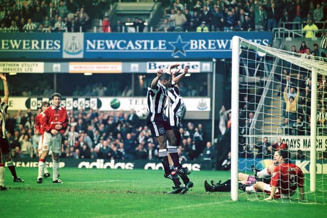 Newcastle celebrate scoring the first of five goals against Manchester United (Image: Getty Images)