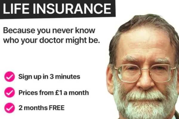 The offending advertisement features the image of one of Britain’s most notorious serial killers (Image: DeadHappy)