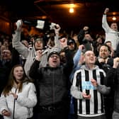 LONDON, ENGLAND - JANUARY 21: Fans of Newcastle United celebrate during the Premier League match between Crystal Palace and Newcastle United at Selhurst Park on January 21, 2023 in London, England. (Photo by Justin Setterfield/Getty Images)