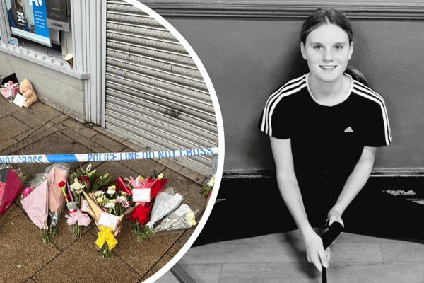 Tributes to Holly Newton at the cordon in Hexham