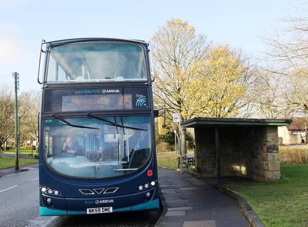 The 45 Arriva bus in Dinnington Village, Newcastle. Photo: NCJ Media.