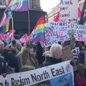 The strikes took place at the Civic Centre and Monument in Newcastle today