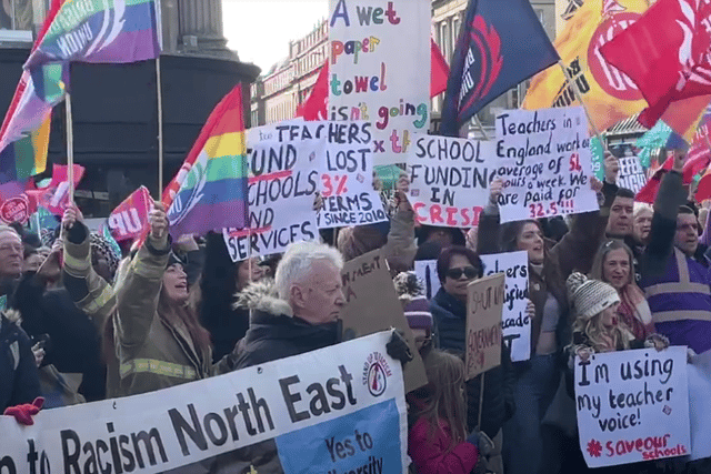 The strikes took place at the Civic Centre and Monument in Newcastle today