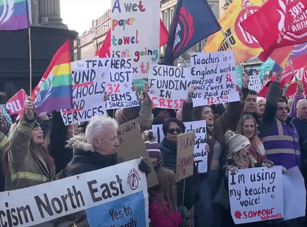The strikes took place at the Civic Centre and Monument in Newcastle today