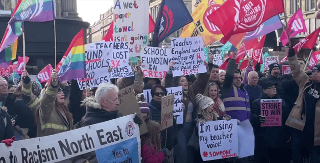 The strikes took place at the Civic Centre and Monument in Newcastle today
