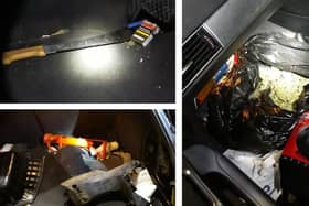 Items seized by police on Sunday night