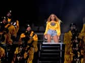 INDIO, CA - APRIL 14:  Beyonce Knowles performs onstage during 2018 Coachella Valley Music And Arts Festival Weekend 1 at the Empire Polo Field on April 14, 2018 in Indio, California.  (Photo by Larry Busacca/Getty Images for Coachella )