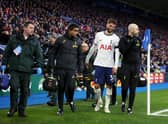  Rodrigo Bentancur of Tottenham Hotspur is substituted off after receiving medical treatment during the Premier League match (Photo by Catherine Ivill/Getty Images)