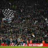 NEWCASTLE UPON TYNE, ENGLAND - JANUARY 31: Players of Newcastle United applauds the fans following their victory in the Carabao Cup Semi Final 2nd Leg match between Newcastle United and Southampton at St James’ Park on January 31, 2023 in Newcastle upon Tyne, England. (Photo by Gareth Copley/Getty Images)