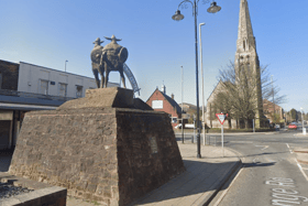 The statue of two Vikings in Jarrow (Image: Google Streetview)