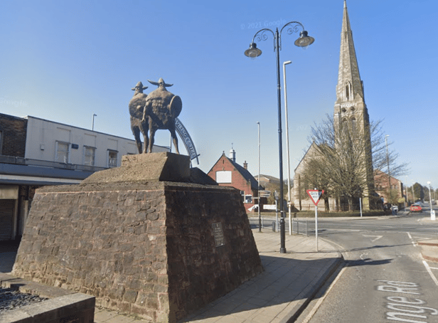 The statue of two Vikings in Jarrow (Image: Google Streetview)