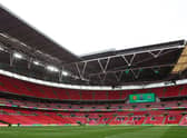 LONDON, ENGLAND - FEBRUARY 26: General view inside the stadium prior to the Carabao Cup Final match between Manchester United and Newcastle United at Wembley Stadium on February 26, 2023 in London, England. (Photo by Julian Finney/Getty Images)
