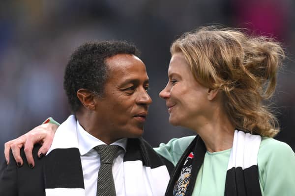 Newcastle co-owner Amanda Staveley with former director Majed Al Sorour at St James’ Park in May last year.