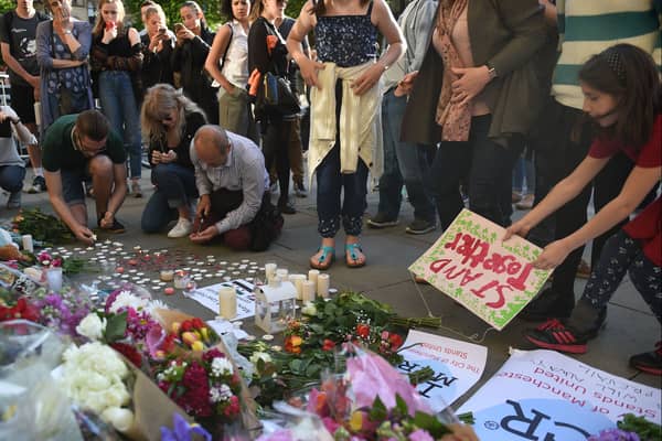 A vigil held in Manchester city centre following the bombing at Manchester Arena. Photo: AFP via Getty Images