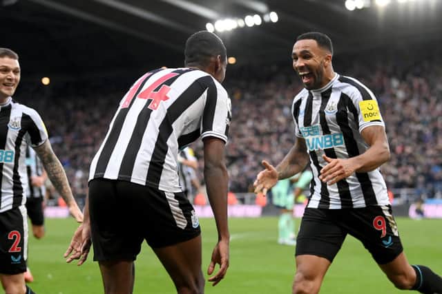 Newcastle United attacking pair Alexander Isak (left) and Callum Wilson (right). (Photo by Stu Forster/Getty Images)
