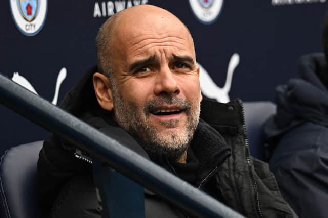Manchester City boss Pep Guardiola. (Photo by PAUL ELLIS/AFP via Getty Images)
