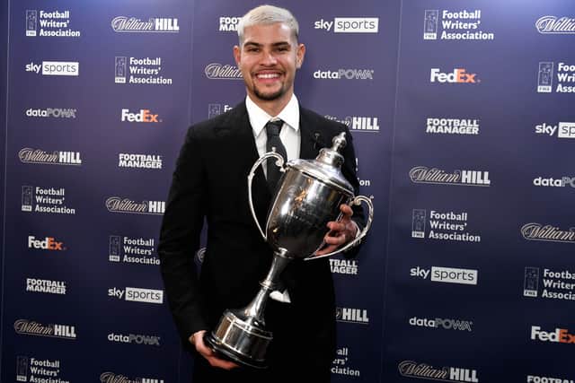 Bruno Guimaraes was named as North East player of the year at the Football Writers Association awards on Sunday night.