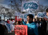 Members of French unions went on strike