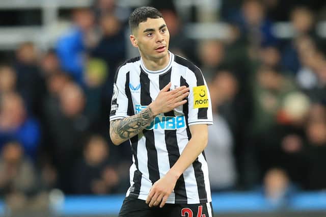 Newcastle United winger Miguel Almiron. (Photo by LINDSEY PARNABY/AFP via Getty Images)