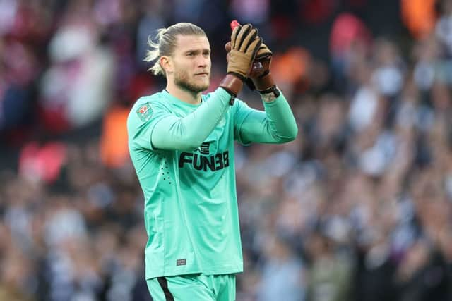 Newcastle United goalkeeper Loris Karius. (Photo by ADRIAN DENNIS/AFP via Getty Images)