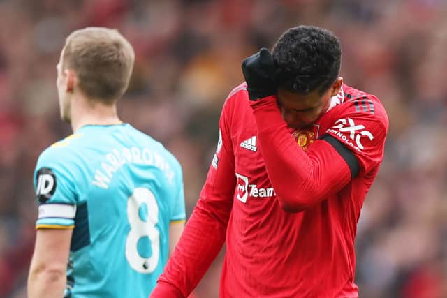 Manchester United midfielder Casemiro was sent off against Southampton last time out. (Photo by Nathan Stirk/Getty Images)
