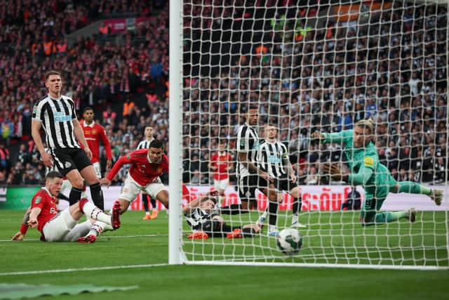 Loris Karius in action for Newcastle United at Wembley (Getty Images) 