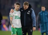 Newcastle United right-back Kieran Trippier and head coach Eddie Howe. (Photo by Justin Setterfield/Getty Images)