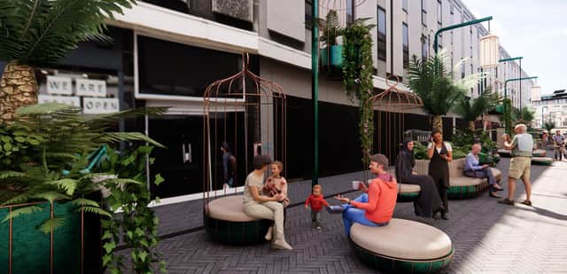 A CGI of Saville Row in Newcastle city centre.