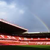 A Rainbow is seen over the stadium prior to the Premier League match between Nottingham Forest and Newcastle United at City Ground on March 17, 2023 in Nottingham, England. (Photo by Shaun Botterill/Getty Images)