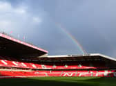 A Rainbow is seen over the stadium prior to the Premier League match between Nottingham Forest and Newcastle United at City Ground on March 17, 2023 in Nottingham, England. (Photo by Shaun Botterill/Getty Images)