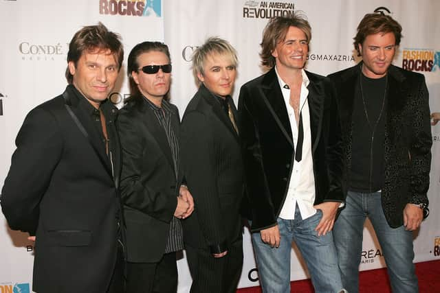 (L to R) Roger Taylor, Andy Taylor, Nick Rhodes, John Taylor and Simon Le Bon of Duran Duran in 2005