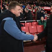 Newcastle United’s Eddie Howe and Mikel Arteta of Arsenal. 