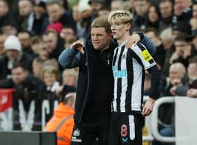 Newcastle United forward Anthony Gordon.  (Photo by Ian MacNicol/Getty Images)