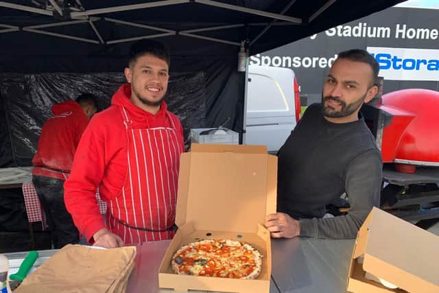 The chefs behind the viral pizza (Image: Hanwell Town FC)