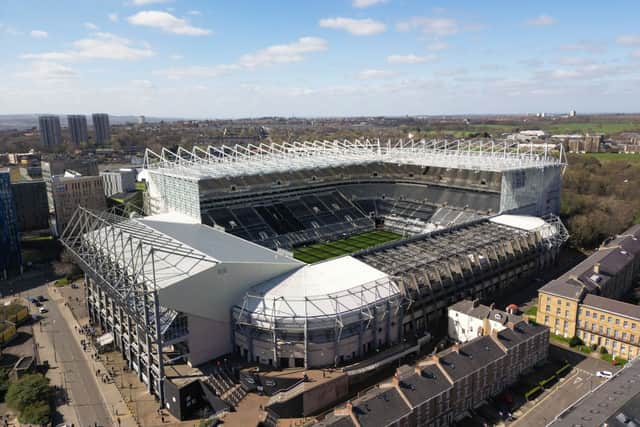 An aerial view of St. James Park, the home of Newcastle United Football Club. (Photo by Michael Regan/Getty Images)