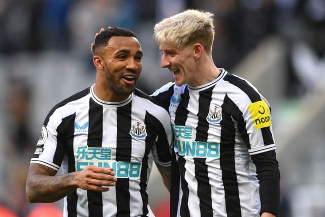 Newcastle United pair Callum Wilson and Anthony Gordon. (Photo by Stu Forster/Getty Images)