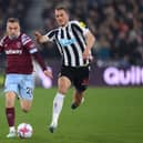 West Ham United forward Jarrod Bowen (left) and Newcastle United defender Dan Burn (right). (Photo by Justin Setterfield/Getty Images)