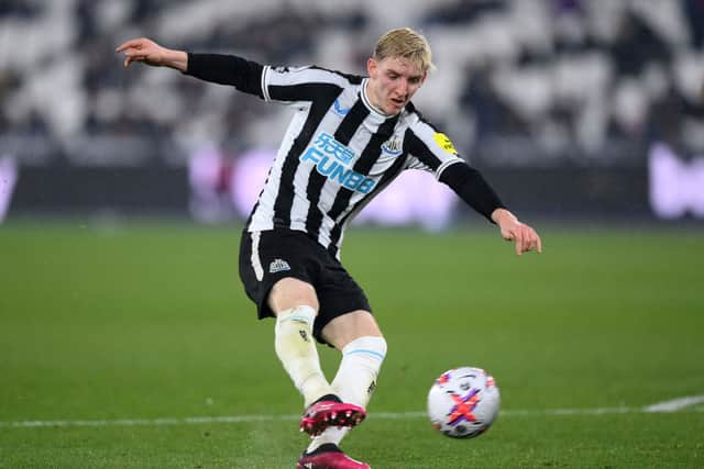 Newcastle United winger Anthony Gordon. Photo by Justin Setterfield/Getty Images)