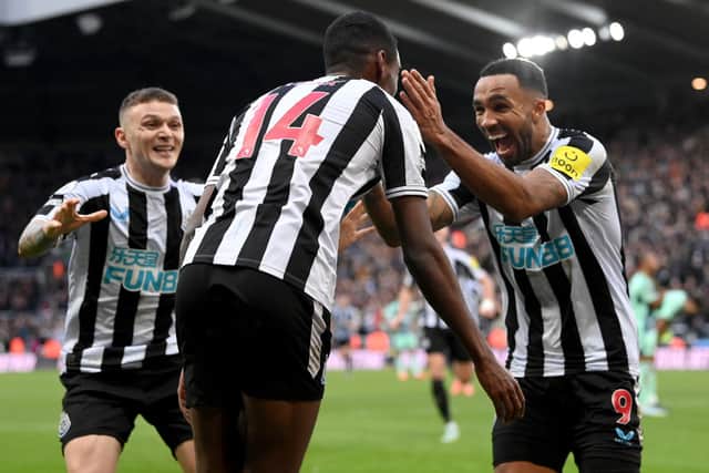 Newcastle United strikers Alexander Isak and Callum Wilson. (Photo by Stu Forster/Getty Images)