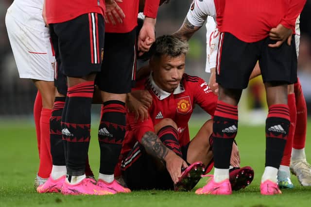Lisandro Martinez came off injured after 86 minutes against Sevilla
