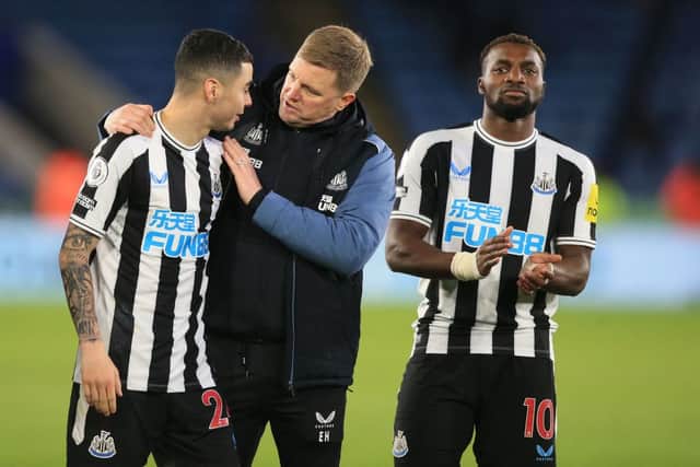 Newcastle United top scorer Miguel Almiron could start against Tottenham Hotspur. (Photo by LINDSEY PARNABY/AFP via Getty Images)